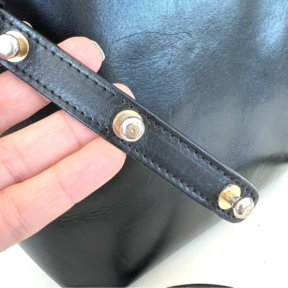 ♦️SOLD♦️MANSUR GAVRIEL Fllamma Black Structured Leather Shoulder Bag Tote Bucket - Picture 15 of 16